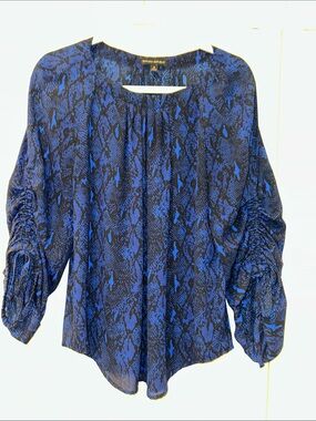 Banana Republic Black and Blue Snake-Pattern Blouse